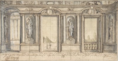 Design til en malet vægdekoration til Palazzo Massimo all