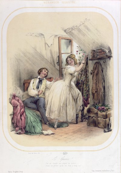 Illustration til sangen Le Grenier af Pierre Jean de Beranger (1780-1857) af Bassaget Numa