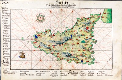 Kort over Sicilien af Battista Agnese