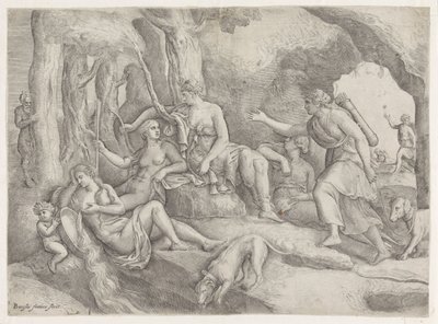 Diana og hendes nymfer af Battista Franco