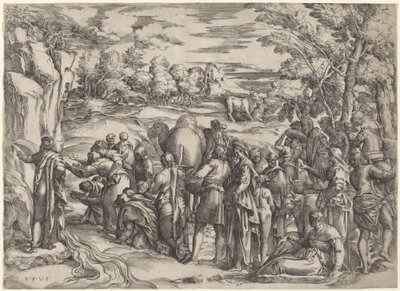 Moses slår klippen af Battista Franco
