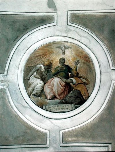 Repræsentation af en af dyderne, detalje fra loftet i Grimani-kapellet (fresko) af Battista Franco