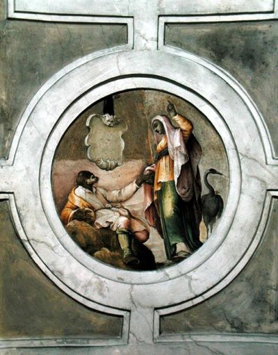 Repræsentation af en af dyderne, fra loftet i Grimani-kapellet (fresco) af Battista Franco