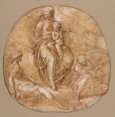 Jomfruen og barnet med den hellige Katarina af Alexandria og en ældre kvindelig helgen, ca. 1545. af Battista Franco
