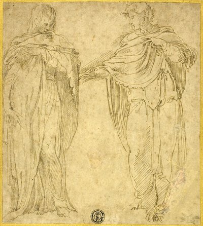 To stående draperede figurer (Sankt Johannes og Magdalene) af Battista Franco
