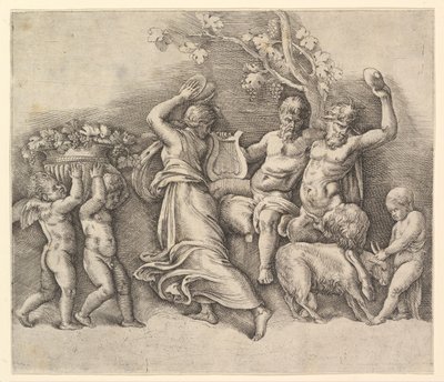A Bachnal, 1530-61. af Battista Franco Veneziano