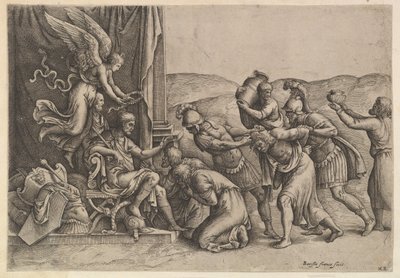 Scipio giver fangerne nåde, 1530-61. af Battista Franco Veneziano