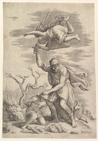 Englen, der holder Abrahams arm. af Battista Franco Veneziano