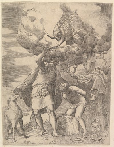 Englen, der holder Abrahams arm, efter 1552. af Battista Franco Veneziano