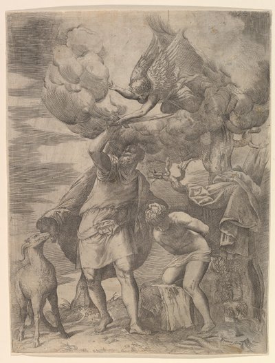 Englen, der holder Abrahams arm, efter 1552. af Battista Franco Veneziano