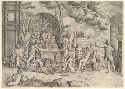 Amor og Psyches bryllup højre panel, ca. 1530-61. af Battista Franco Veneziano