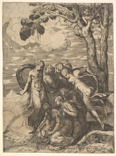 Moses reddet fra Nilen, 1500-tallet. af Battista del Moro
