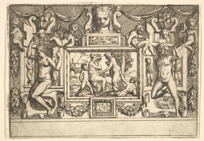 Ung kvinde drikker af en skål, en gammel kvinde står foran hende, sat i..., ca. 1540-80. af Battista del Moro