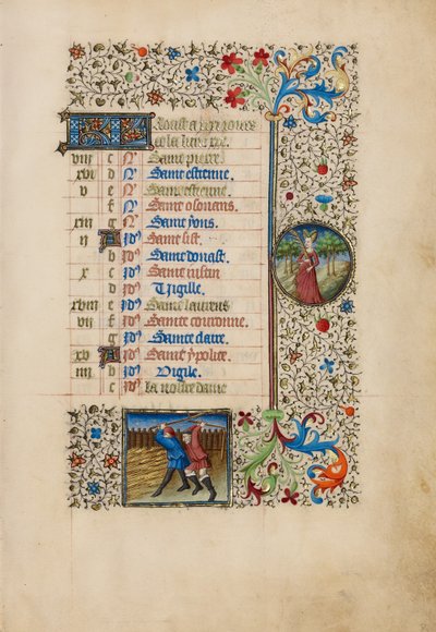 August-kalendersiden; Tærskning; Jomfruen af Bedford Master