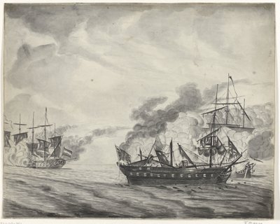 Søslaget ved Cadiz, 1781 af Beekman