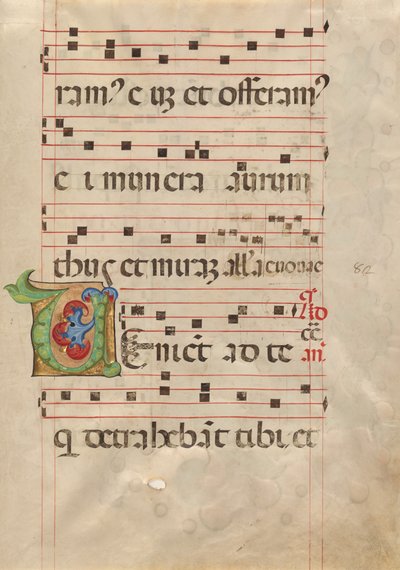 Dekoreret initial V af Belbello da Pavia