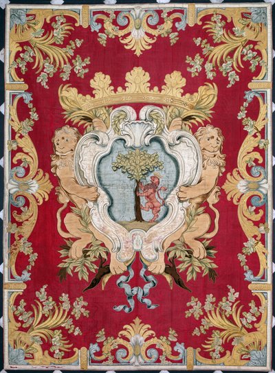 Adelsvåben med en løve og et træ. Gobelin fra manufakturerne i Bruxelles. 16. århundrede Genes, Musei di Strada Nuova af Belgian School