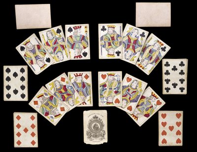 Deck of Playing Cards, c. 1835-1840 (printed and painted paper) af Belgian School