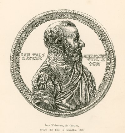 Jean Walravenz, kendt som Oomken, Prince of Fools, i Bruxelles, 1563 af Belgian School