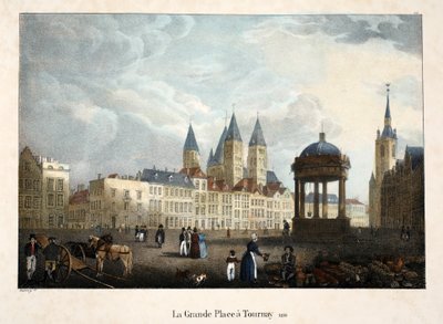 The Grande Place i Tournay, 1816, ca. 1895 (fotokrom) af Belgian School