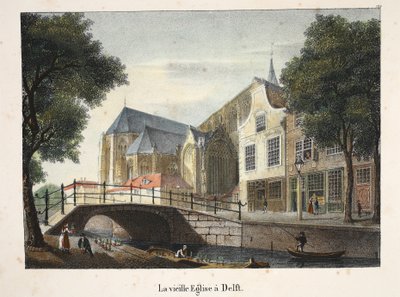 Den gamle kirke i Delft, ca. 1895 (fotokrom) af Belgian School