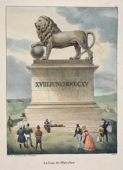 Le Lion de Waterloo, ca. 1895 (fotokrom) af Belgian School
