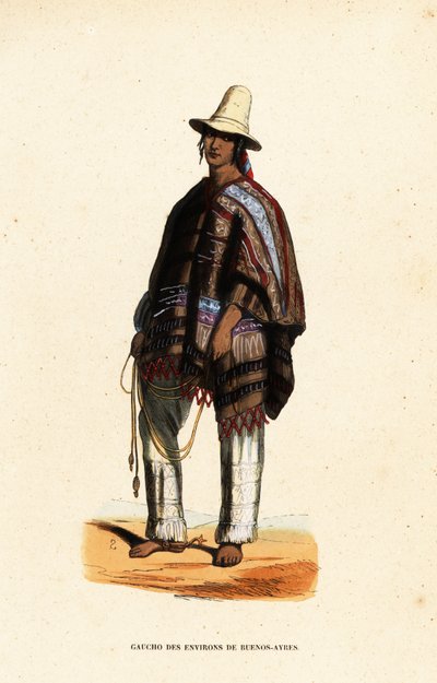 Indfødt amerikansk gaucho fra regionen Buenos-Ayres, Argentina af Belgian School
