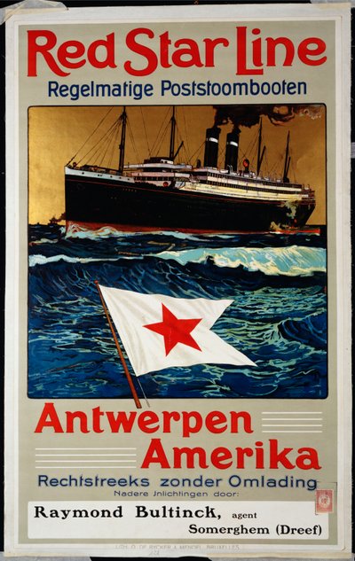 Red Star Line, Antwerpen Amerika, ca. 1899 af Belgian School