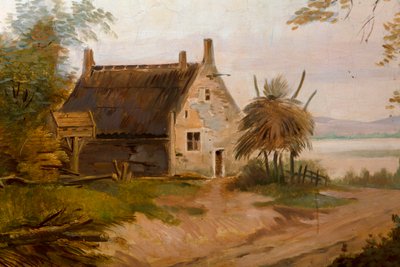 Andet bagværelse bagpå, mødelokaler, vægmalerier med landdistrikter i klassisk stil, sandsynligvis fra omkring 1810, scene 7 af Belgian School