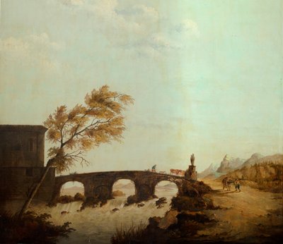 Andet baglokale på bagsiden, mødelokale, vægmalerier med landlige scener i klassisk stil, formentlig fra omkring 1810, scene 1 af Belgian School