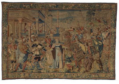 Tapestry, Salomon og Dronningen af Saba, lavet i Bruxelles, Belgien af Belgian School