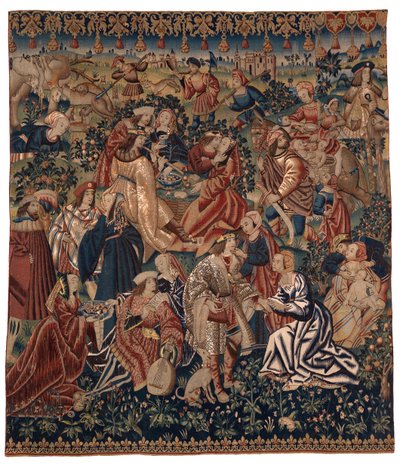 Gobelin forestillende Sigøjnernes lejr, fra Flandern, ca. 1510 (uld og silke) af Belgian School