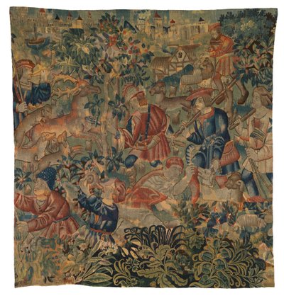 Gobelin af jagtscener, muligvis fra Tournai, ca. 1500 (uld) af Belgian School