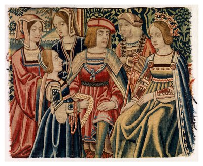 Gobelinfragment, der forestiller Ludvig XIIs ægteskab med Anne af Bretagne, fra Bruxelles af Belgian School