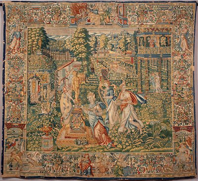 Gaverne af Pomone (Pomona) nymfe af frugter Tapestry af fremstiller i Bruxelles. 1500-tallets gener, Musei di Strada Nuova af Belgian School