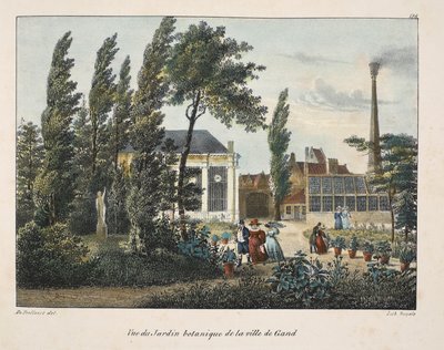 Udsigt over den botaniske have i byen Gent, ca. 1895 (fotokrom) af Belgian School