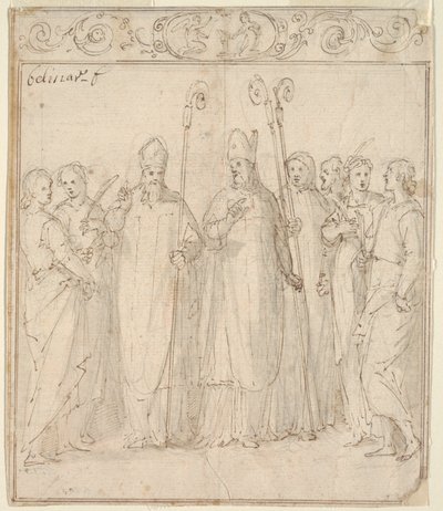 Augustin, Ambrosius og andre hellige af Belisario Corenzio