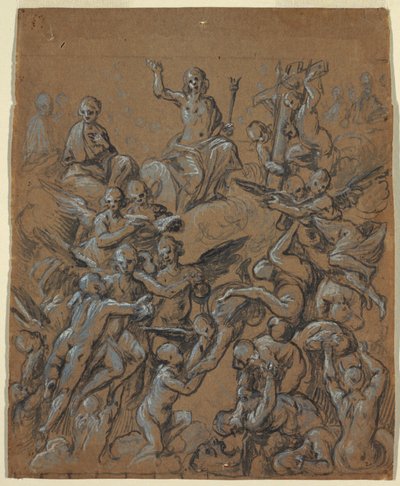 Tegning, Kristus i herlighed med engle, ca. 1630 af Belisario Corenzio