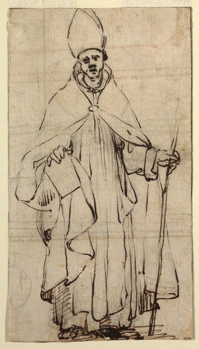 Tegning, stående biskop, ca. 1620 af Belisario Corenzio