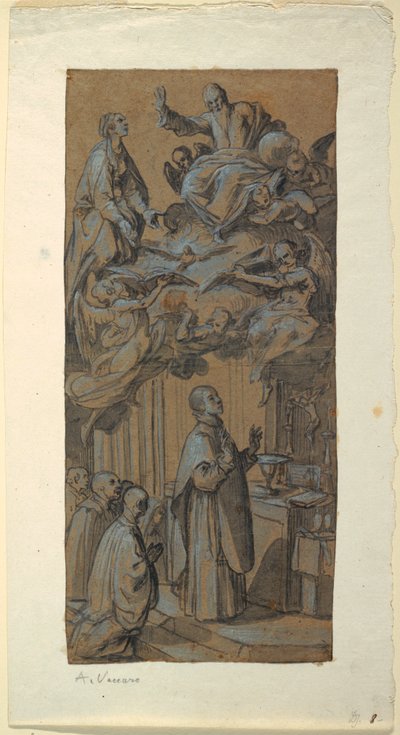 Tegning, Vision under en messe, ca. 1630 af Belisario Corenzio