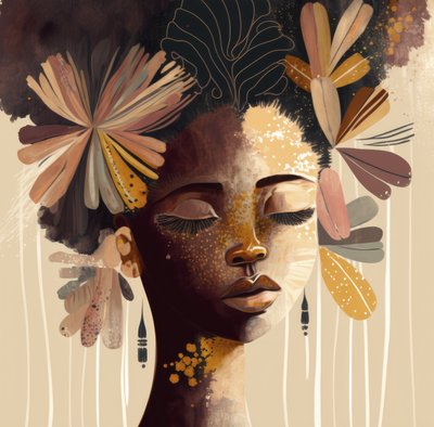 Gylden blomsterprydet afro-skønhed af Bella Eve