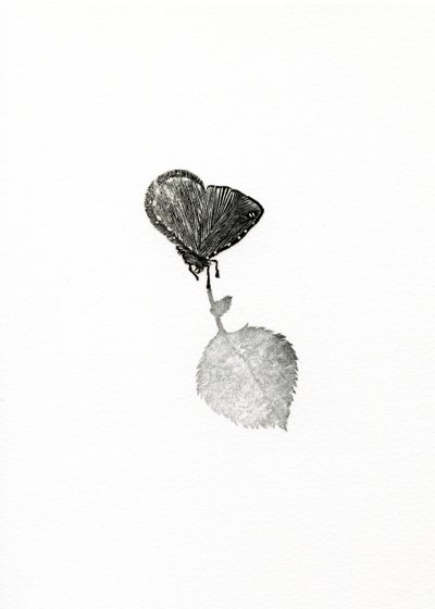 Suspense, 2014 (trægravering på papir) af Bella Larsson