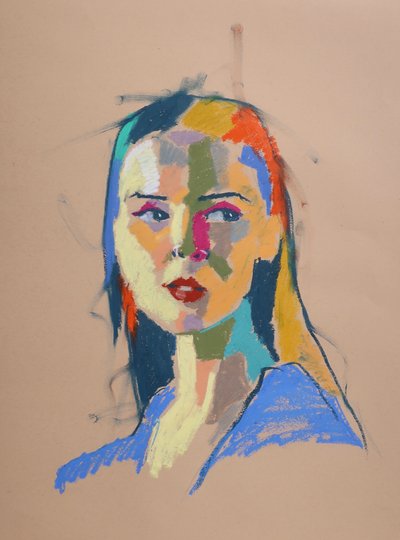 Farvestudie 20, 2023 (pastel på papir) af Ben Benet