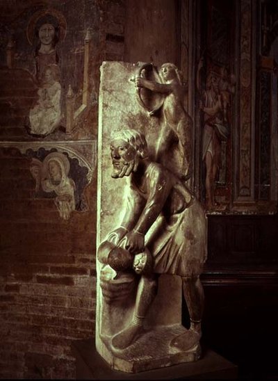Pulling Roer: November fra en statueret kalender for Månedens Arbejder, ca. 1200 af Benedetto Antelami