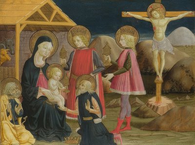 Tilbedelse af magi og korsfæstelse. Omkring 1465-75 af Benedetto Bonfigli