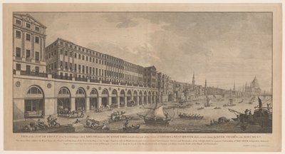Adelphi fra de Thames til London Udsigt over sydfronten af de nye bygninger kaldet Adelphi, tidligere Durham Yard (...) (titel på objektet) af Benedetto Pastorini