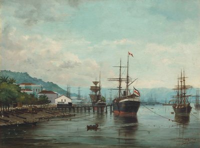 Benedito Calixto - havnen i Santos, SP (set til venstre), 1890 af Benedito Calixto