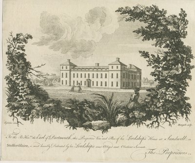 Sandwell Park - Hall: kobberpladegravering, nd [c 1770] af Benezech