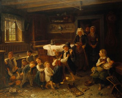 Børn leger i et interiør, 1873 af Bengt Nordenberg