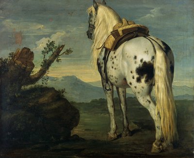 En Selle Français-hest i et landskab af Benigne Gagnereaux